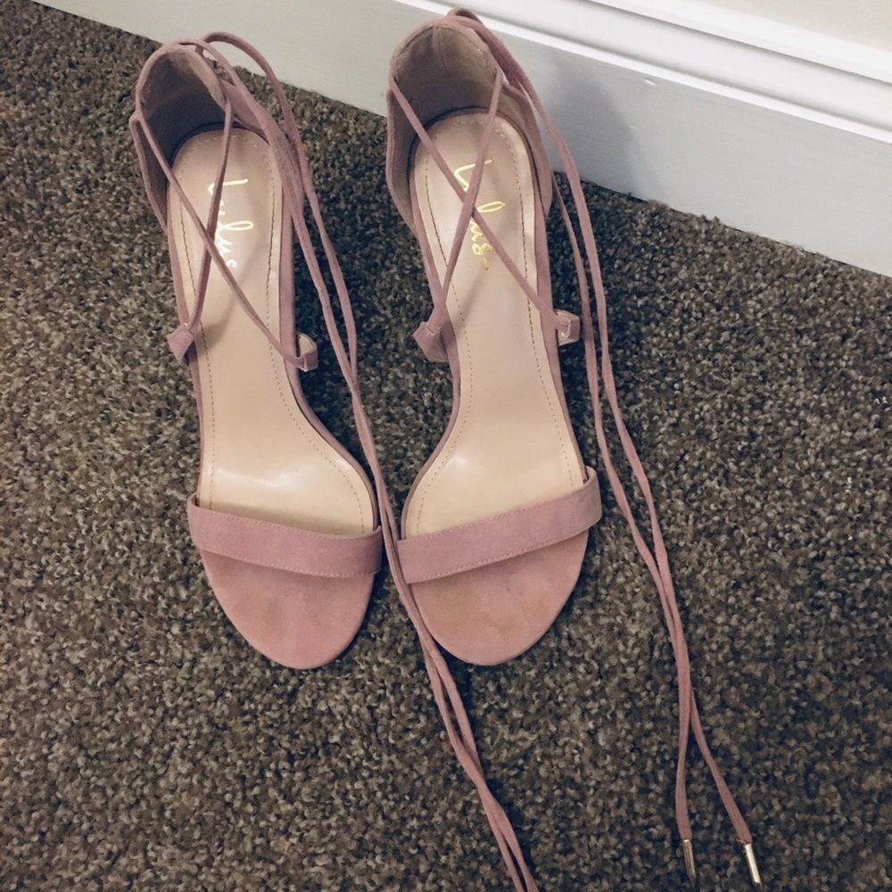Lulu’s Blush Pink Size 9 Lace Up Heels